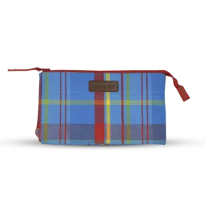 Makeup Bag Big - Manic Madras - Blue