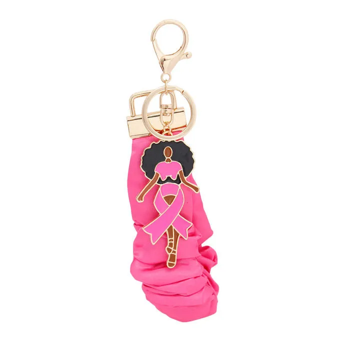 Pink Wristlet Afro Keychain