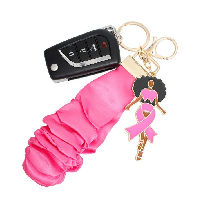 Pink Wristlet Afro Keychain