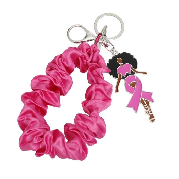 Pink Wristlet Afro Keychain