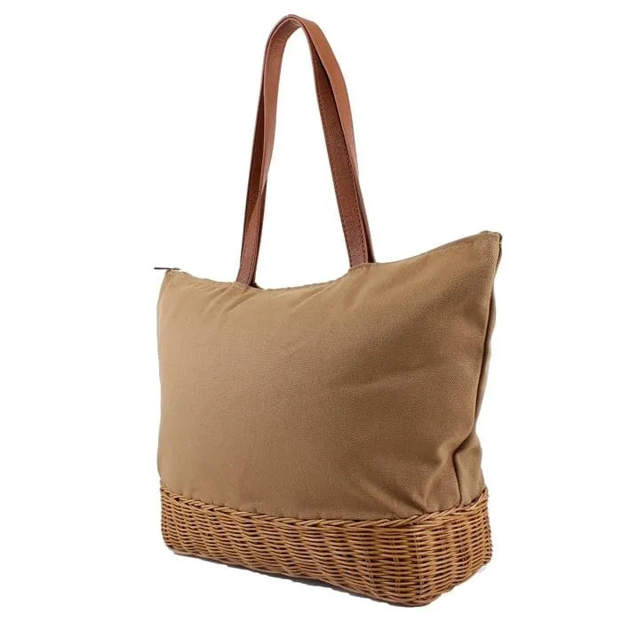 PP6849 Wicker Bottomed Tote/Beach Bag