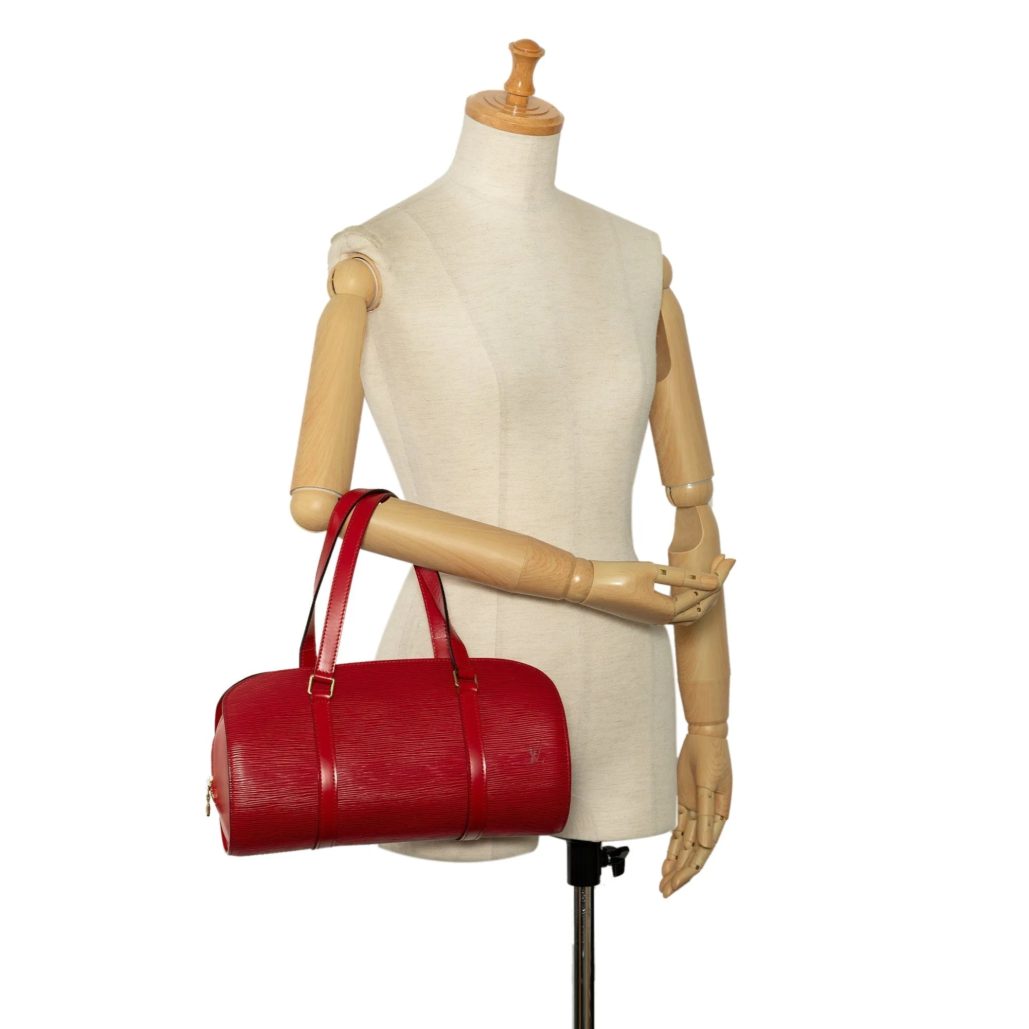 Red Louis Vuitton Epi Soufflot Handbag
