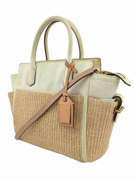 Reed Krakoff Atlantique Straw Leather Colorblock Tote Bag