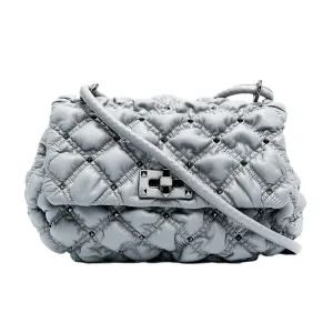 Valentino Garavani Spikeme Gray Studded Leather Medium Crossbody Bag