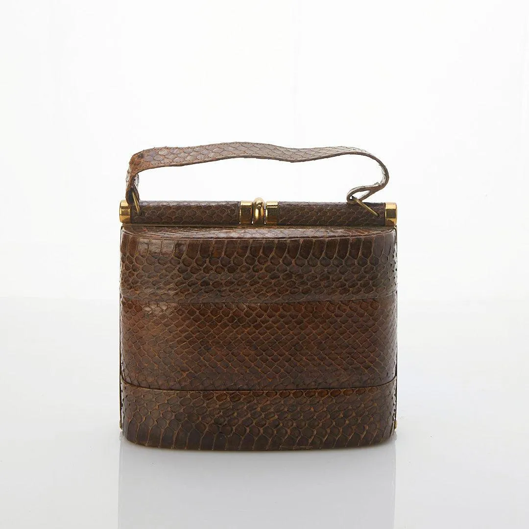 Vintage Leather Brown Snakeskin Handbag