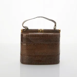 Vintage Leather Brown Snakeskin Handbag