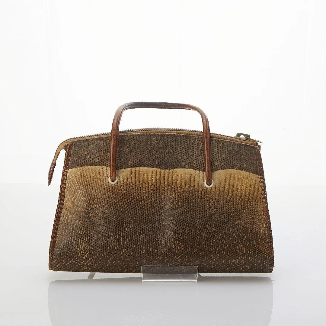 Vintage Leather Snake Skin Brown Tonal Handbag