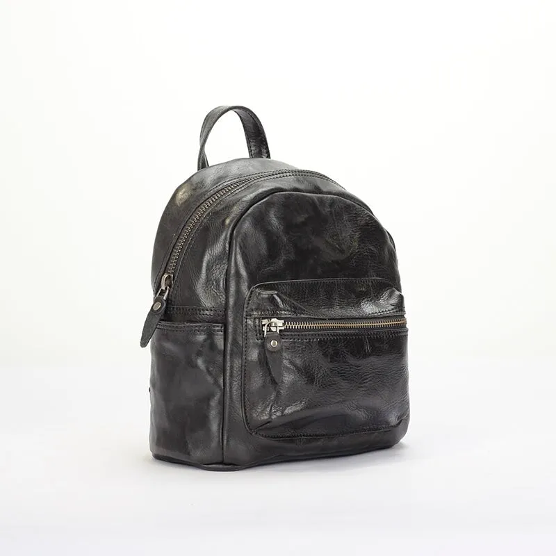 Vintage Niche Vegetable Tanned Leather Backpack