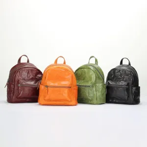 Vintage Niche Vegetable Tanned Leather Backpack