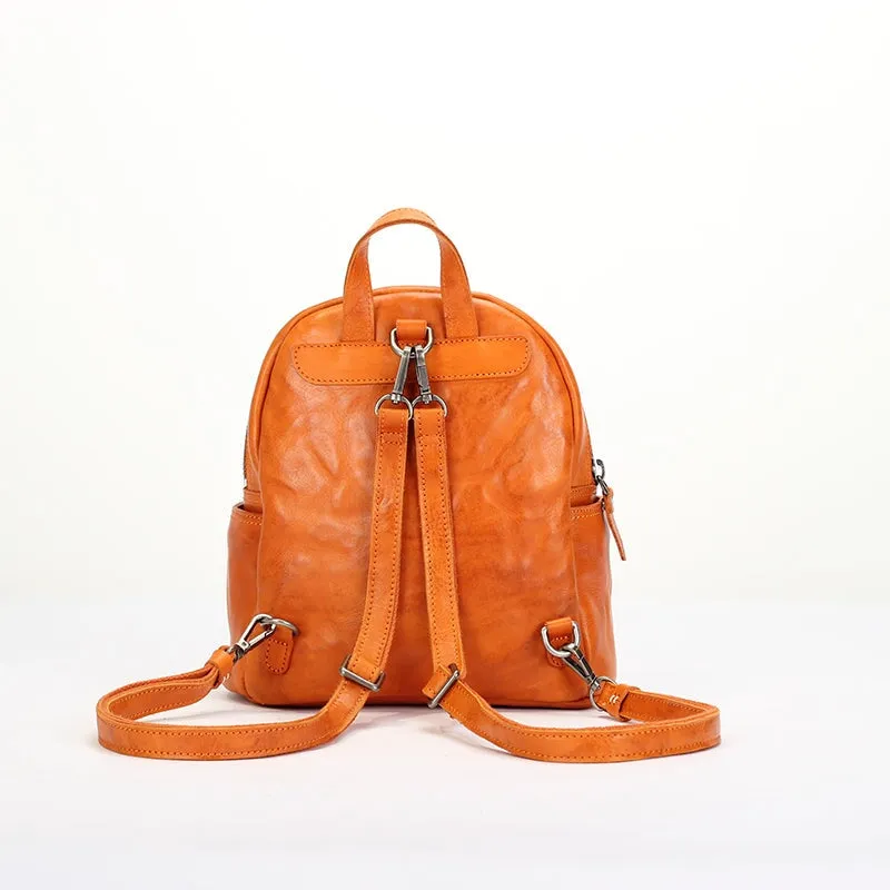 Vintage Niche Vegetable Tanned Leather Backpack