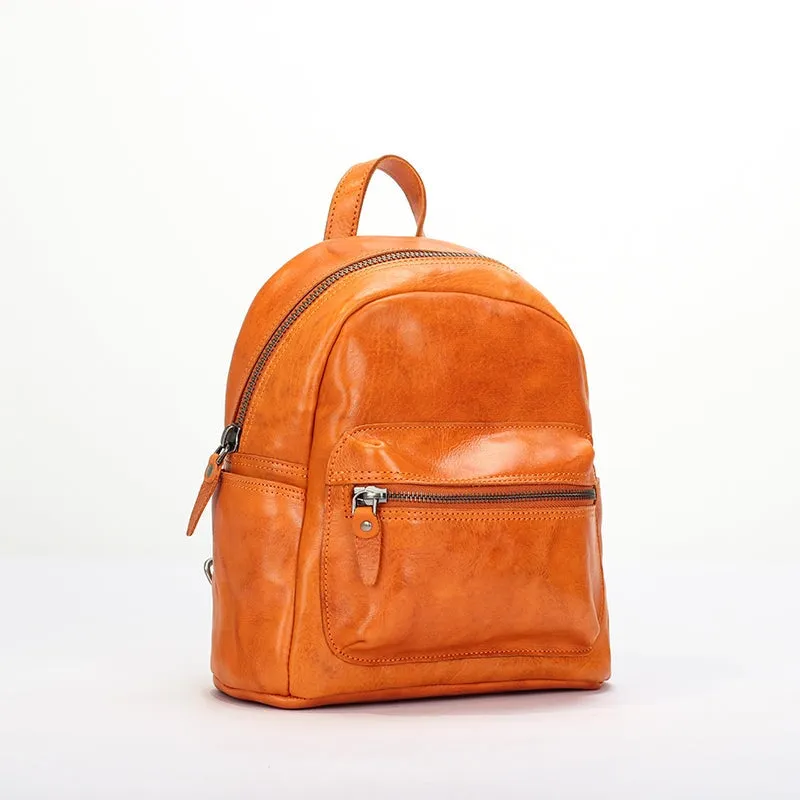 Vintage Niche Vegetable Tanned Leather Backpack