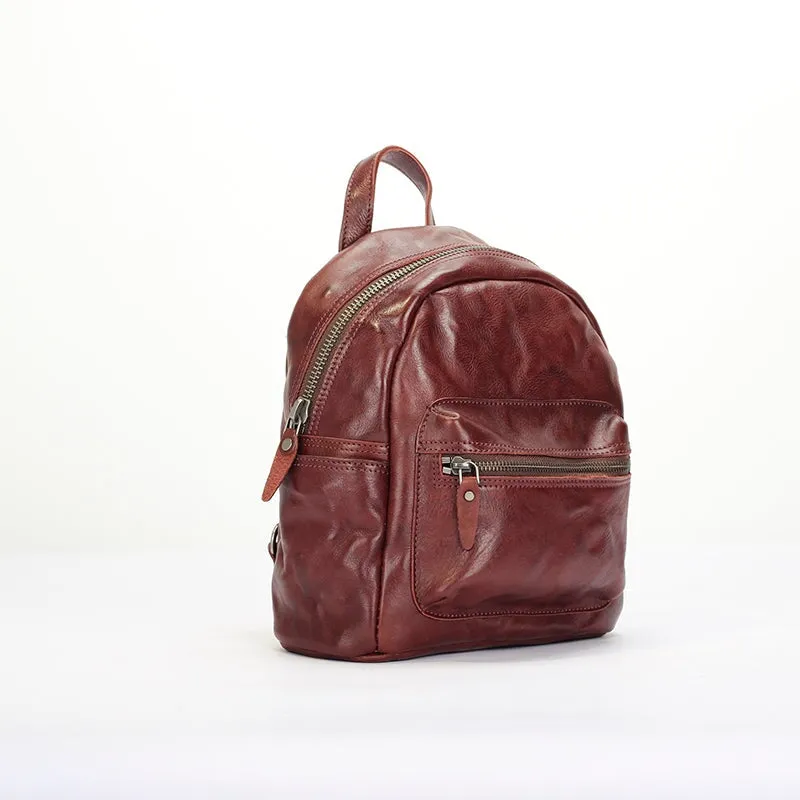 Vintage Niche Vegetable Tanned Leather Backpack