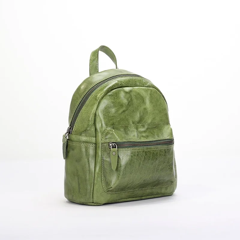 Vintage Niche Vegetable Tanned Leather Backpack