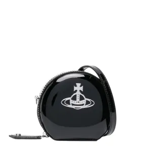 Vivienne Westwood Shiny Patent Black Mini Round Crossbody Bag